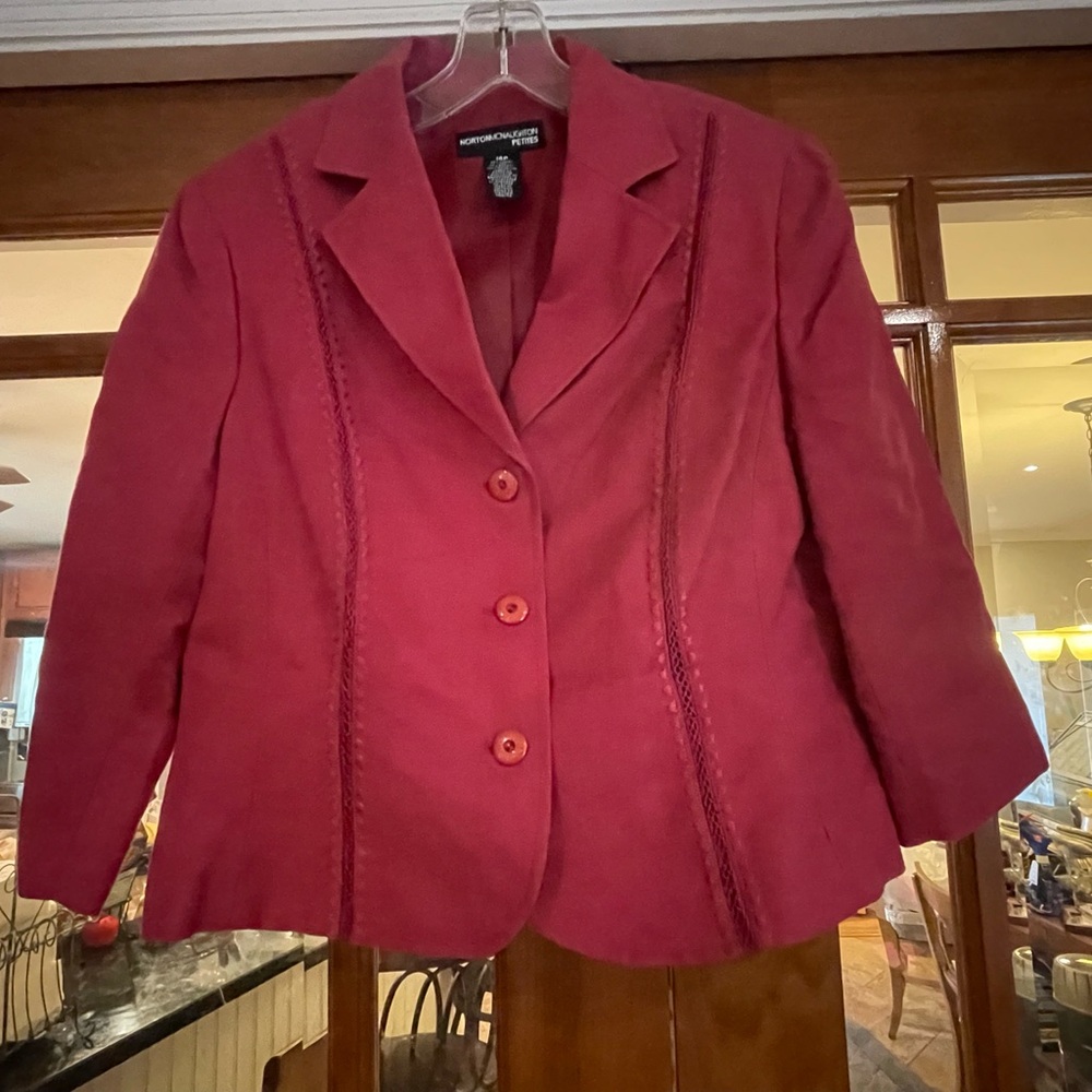 Norton McNaughton Rose-Pink Herringbone Petites Blazer